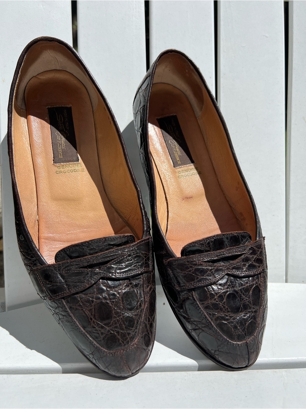 Sesto Meucci Genuine Crocodile Loafers Made in Italy Women’s 8.5 Dark Brown
